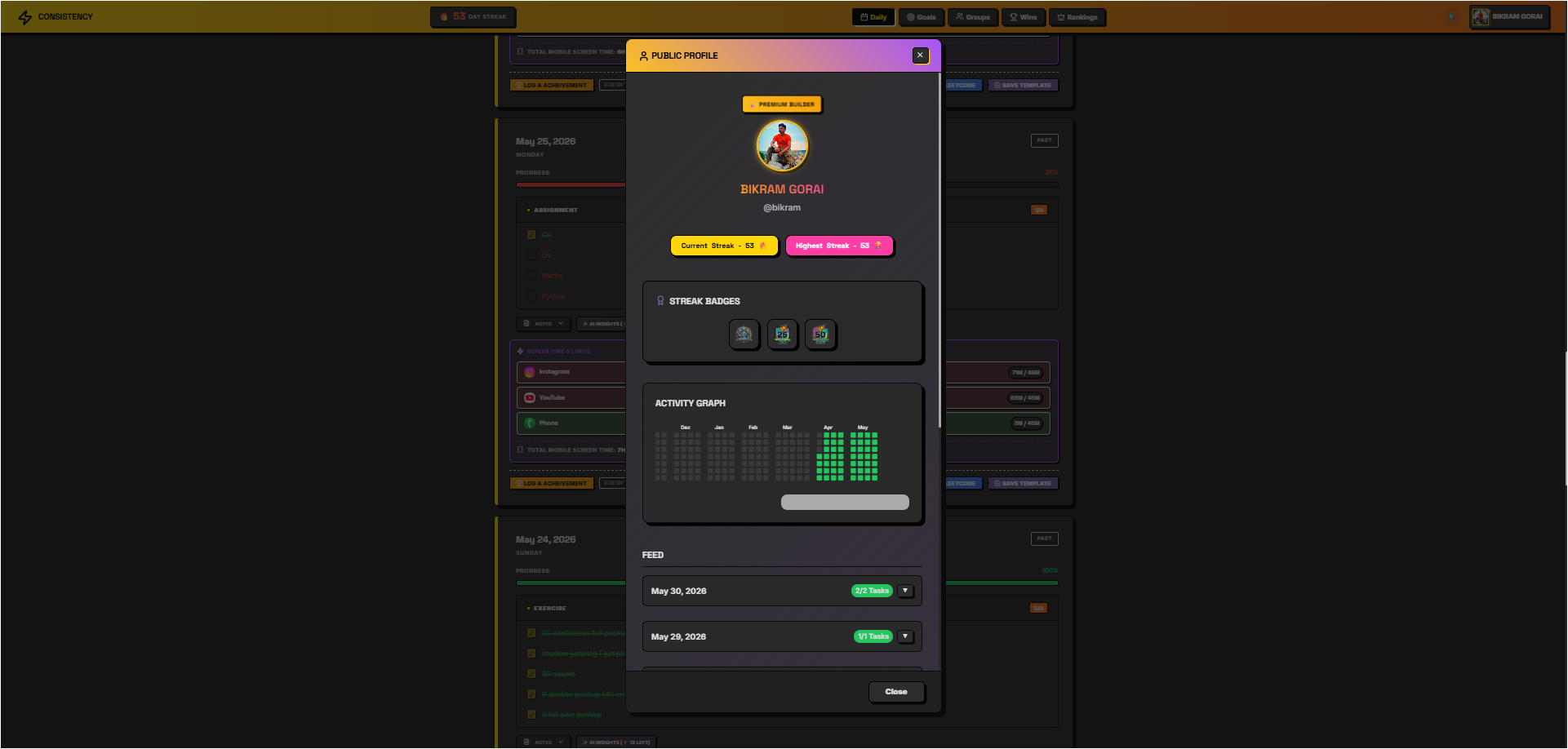 Public Profile & Streaks